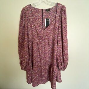 Nordstrom NWT flower long sleeve dress size M dress length 33” lined